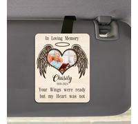 Clip per visiera per auto commemorativa personalizzata, con scritta in lingua inglese "Your Wings were Ready But My Heart was Not", supporto per foto per la perdita della persona cara, clip per