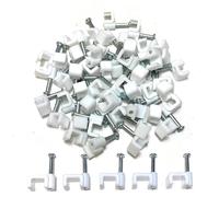 Clip piatte in plastica bianca per cavi elettrici TV, telefono, Internet, fissaggi, 50 pezzi (6 mm)