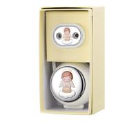 Clip Porta Ciuccio Catenella Box Bianco Applicazione in Argento con Angelo