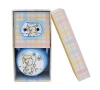 Clip Porta Ciucciotto Catenella e Box Azzurro Applicazioni in Argento Conigliett