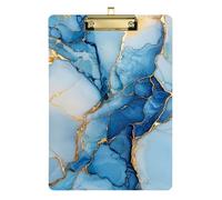 Clip portablocco in marmo blu oro, formato A4, 31,8 x 22,9 cm, portablocco con clip a basso profilo, per studenti, insegnanti, forniture per ufficio