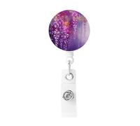 Clip retrattile per badge con fiore viola piangente astratto porta badge da lavoro in plastica leggera porta badge ID clip per infermieri regali per ufficio