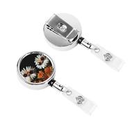 Clip retrattili per badge resistenti, porta badge retrattile, due fiori che indossano occhiali da sole, porta carte d'identità, per donne e dottori