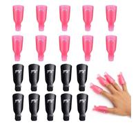 Clip Rimuovi Smalto per Nail Art,Clip di Rimuovere Cap UV Gel per Strumento di Remover,Durature e Riutilizzabili Acrilico Nail Clip (20 Pezzi(nero,rosa))