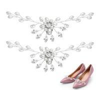 Clip Scarpe Cristalli e Sfere, 2 Pezzi, Lega per Donne Sposa | Finitura Brillante, Colore Argento, Design Raffinato, per Colloquio Formale e Feste Eleganti