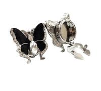 Clip staccabile con copertura in metallo con strass di cristallo(Silver base Black,4pcs)