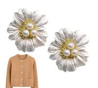 Clip Staccabili Per Bottoni Per Camicie - 2 Copri Bottonii Per Camiciee Elegantii Con Fiori Di Perle | Clip Per Bottoni Riutilizzabili Per Camicie Da Donna, Camicette, Di Abbigliamento