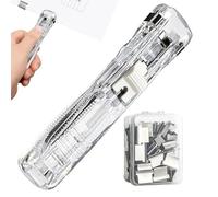 Clip Stapler - Portable Paper Binder, Manual Document Fastener, Metal Clamp Binding Tool with Easy Press Grip Handle, Desk Filing Organizer, Classroom Office Paper Management Device
