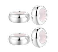 Clip Stopper Charms Sterling Silver Rondelle Spacer Bead for Pandora Charm Bracelets, talla única, Argento sterling, Zircone