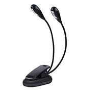Clip su Luce a LED, Luce per Leggio Musicale Mini Doppia Luce a Bracci Regolabili, USB e Batteria Aaa, Lampada da Lettura Portatile a Letto per Leggio, Lettura Notturna(8 perline)