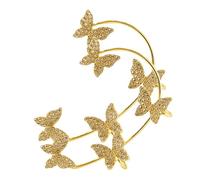 Clip Su Orecchini Donna,Involucro 'orecchio con strass glitter - Orecchini a farfalla per donna, polsini per le orecchie intarsiati con strass e design a farfalla per ragazze, donne