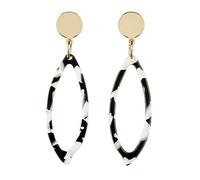 Clip su orecchini - placcato oro con acrilico bianco e nero - Ebbi W di Bello London