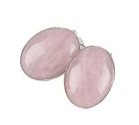 Clip su orecchino Senza Piercing Donna Gemma Perline di Pietra Forma Ovale Quarzo Rosa Onice Materiale Grezzo Moda Donna Gioielli, Come Mostrato, Taglia Unica