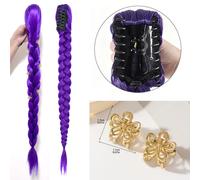 Clip treccia viola da 26 pollici nell'estensione dei capelli coda di cavallo Coda di cavallo lunga Posticci sintetici Cosplay per bambini Ragazza Halloween Natale