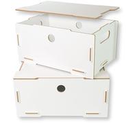 clipfritz - Set di 2 - Scatola Porta Oggetti Bianca MDF - 19x29x14 cm - Scatole Porta Giochi - Contenitore per Scaffale Cameretta Bambino - Cesto Portagiochi - Organizzatore con Coperchio per Bagno