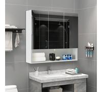 CLIPOP Armadio da Bagno a 3 Porte con Specchio 70 * 16 * 63 cm, Armadio da Toilette con specchio con Etagère Ouverte, Mobile Murale in MDF Rangement pour Salle de Bain Blanc Armadio da bagno a specchi