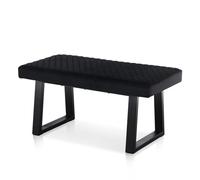 CLIPOP Panca in Velluto da 100 cm, Panchina Imbottita con Gambe in Metallo, Soggiorno, Camera da Letto, Ingresso, Sala da Pranzo (Nero)