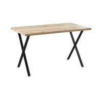 CLIPOP Tavolo da pranzo da 120 cm, effetto quercia, tavolo da pranzo con gambe in metallo, rettangolare, stile industriale, tavolo da pranzo a 4 posti, per sala da pranzo, cucina, ristorante