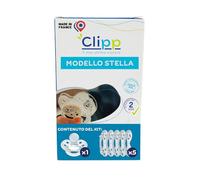 CLIPP Kit - Ciuccio per lo svezzamento Stelle + 5 anelli per lo svezzamento graduale - Svezzamento a tappe, facile e delicato - Dispositivo brevettato - Prodotto in Francia - A partire dai 2 anni