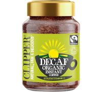 CLIPPER Caffè Decaffeinato Solubile Biologico e Fairtrade, Miscela Tostata e Intensa, da Agricolutura Biologica, Decaffeinato con Metodo Biologico, Confezione da 100g