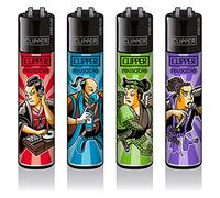 Clipper - Set di 4 accendini (Urban Samurai)