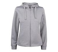 CliQue Basic Active Hoody Lady Full Zip Felpa con Cappuccio, Grigio Melange, S Donna