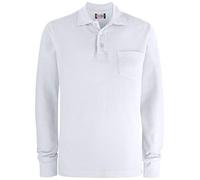 CliQue Basic Polo L/S Pocket, Bianca, L Unisex-Adulto