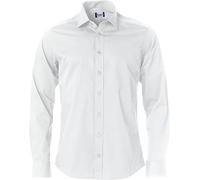 Clique - Camicia manica lunga Uomo Clark, in 100% Cotone, taschino frontale, polsini regolabili con bottoni, vestibilità Regular-fit, diverse taglie e colori (bianco L)