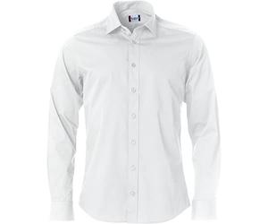 Clique - Camicia manica lunga Uomo Clark, in 100% Cotone, taschino frontale, polsini regolabili con bottoni, vestibilità Regular-fit, diverse taglie e colori (bianco L)