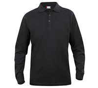Clique Clothing, polo da uomo a maniche lunghe, in cotone, taglio classico, peso medio Black Small