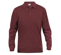 Clique Clothing, polo da uomo a maniche lunghe, in cotone, taglio classico, peso medio Burgundy Small