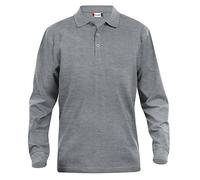 Clique Clothing, polo da uomo a maniche lunghe, in cotone, taglio classico, peso medio Grey Melange XX-Large
