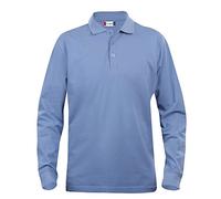 Clique Clothing, polo da uomo a maniche lunghe, in cotone, taglio classico, peso medio Light Blue Small