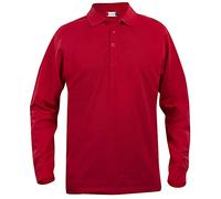 Clique Clothing, polo da uomo a maniche lunghe, in cotone, taglio classico, peso medio Red Small
