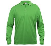 Clique Clothing, polo da uomo a maniche lunghe, in cotone, taglio classico, peso medio Verde Acido Large