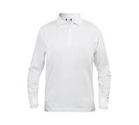 Clique Clothing, polo da uomo a maniche lunghe, in cotone, taglio classico, peso medio White Small