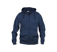 CliQue Felpa Basic con Cappuccio e Zip Intera, Opaco, Blu (Blu Scuro), M Uomo