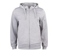 Clique Felpa con Cappuccio e Cerniera divisibile Tessuto Ultra Resistente ai lavaggi Tasche con Zip e asole per Auricolari Taschino con Zip sulla Manica (Grigio Melange, 3X_l)