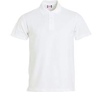 Clique - Polo piquet mezza manica Uomo Basic, in 100% Cotone, chiusura a bottoni, bordo manica ribattuto in doppio ago, spacchetti laterali, vestibilità slim-fit (bianco S)