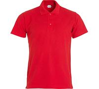 Clique - Polo piquet mezza manica Uomo Basic, in 100% Cotone, chiusura a bottoni, bordo manica ribattuto in doppio ago, spacchetti laterali, vestibilità slim-fit (rosso XS)