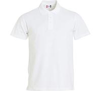 Clique - Polo piquet mezza manica Uomo Basic, in 100% Cotone, chiusura a bottoni, bordo manica ribattuto in doppio ago, spacchetti laterali, vestibilità slim-fit (bianco M)
