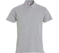 Clique - Polo piquet mezza manica Uomo Basic, in 100% Cotone, chiusura a bottoni, bordo manica ribattuto in doppio ago, spacchetti laterali, vestibilità slim-fit (grigio melange M)