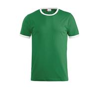 Clique - T-shirt bicolore mezza manica Uomo Donna Unisex Nome, in cotone jersey, manica a collaretto in contrasto, vestibilità slim-fit (verde bandiera/bianco S)