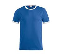 Clique - T-shirt bicolore mezza manica Uomo Donna Unisex Nome, in cotone jersey, manica a collaretto in contrasto, vestibilità slim-fit (blu/bianco L)