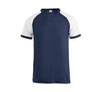 Clique - T-shirt bicolore mezza manica Uomo Donna Unisex Raglan-T, in cotone jersey, manica a collaretto in contrasto, vestibilità slim-fit (navy/bianco L)