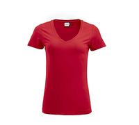 Clique T-Shirt Donna Stretching con Ampio Scollo a V Tessuto Jersey Elasticizzato Nastrino parasudore (Rosso, M)
