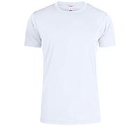 Clique - T-shirt girocollo Uomo Basic Active-T, in microfibra, nastrino parasudore, cuciture laterali, vestibilità slim-fit (bianco XS)