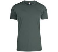 CLIQUE - T-shirt girocollo Uomo Basic Active-T, in microfibra, nastrino parasudore, cuciture laterali, vestibilità slim-fit (canna di fucile S)