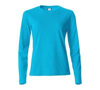 Clique - T-shirt maglia maglietta a manica lunga girocollo da donna Basic-T L/S Ladies in cotone jersey vestibilità slim-fit in diverse taglie e colori (turchese S)