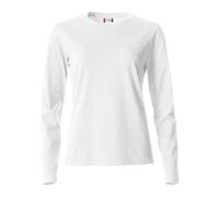 Clique - T-shirt maglia maglietta a manica lunga girocollo da donna Basic-T L/S Ladies in cotone jersey vestibilità slim-fit in diverse taglie e colori (bianco S)